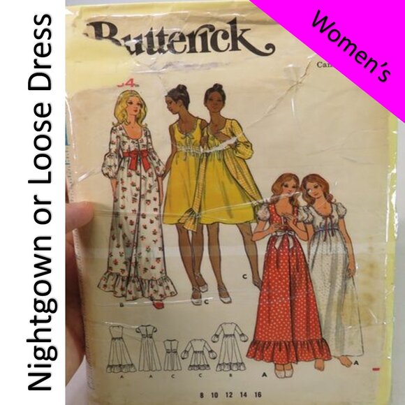 Butterick 6205 sewing pattern size 12 nightgown, robe - Picture 1 of 8